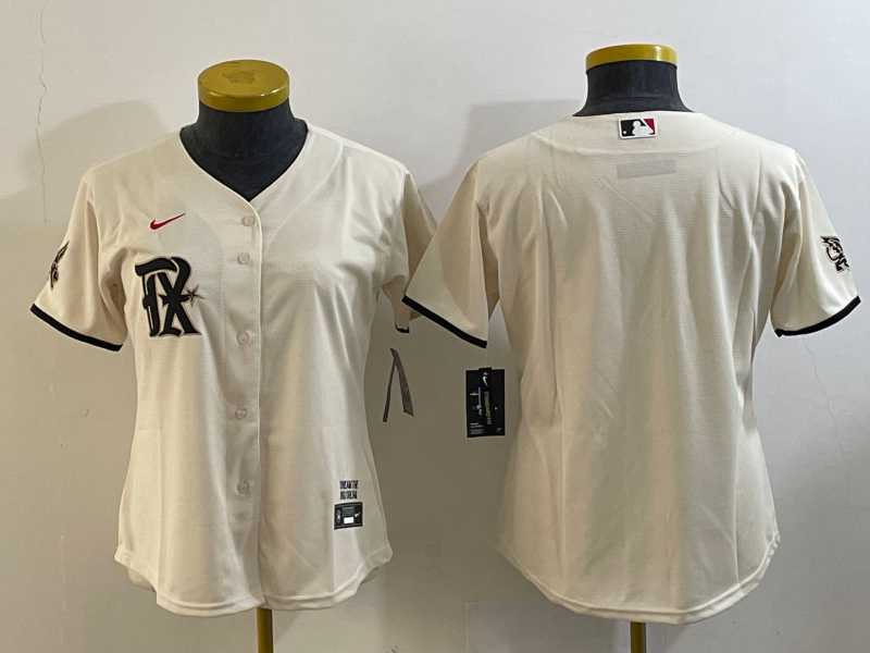 Womens Texas Rangers Blank Cream 2023 City Connect Stitched Baseball Jersey->mlb womens jerseys->MLB Jersey